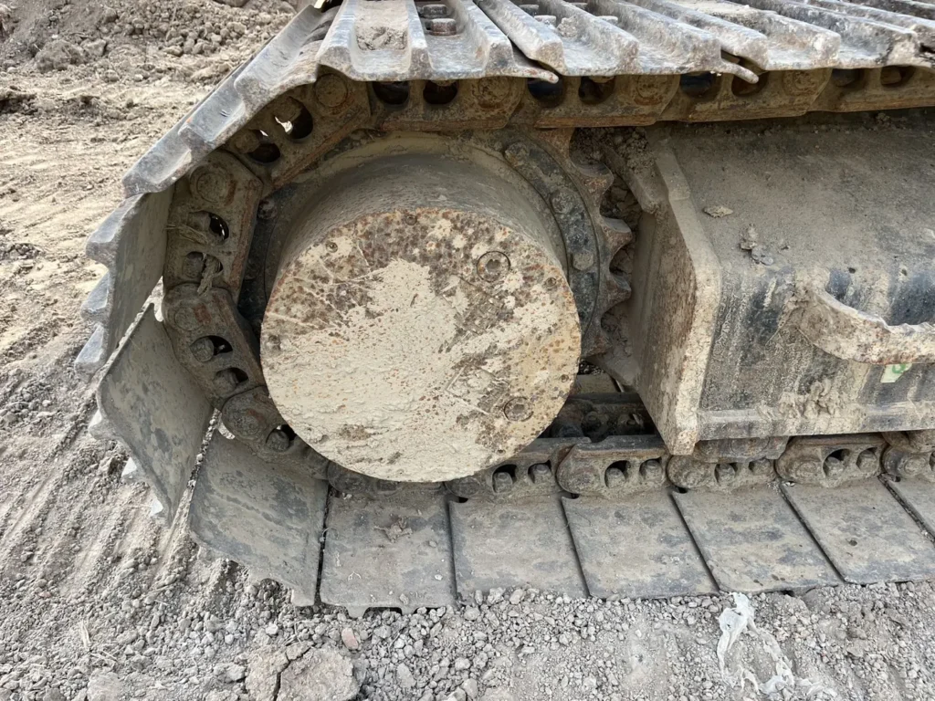 Used 2022 CAT 320GC excavator, front idler and track adjuster